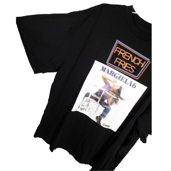 Maison Margiela MM6 French Fries Black Oversized Tee Men's Size Small - Picture 1 of 11